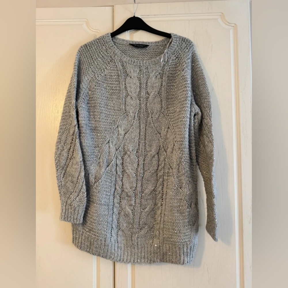Gray Cable Knit Sweater